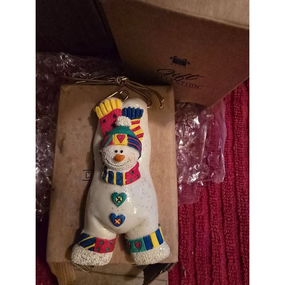 Holiday Package Topper Snowman Ornament Hand-Painted Gift Collection By Avon 199